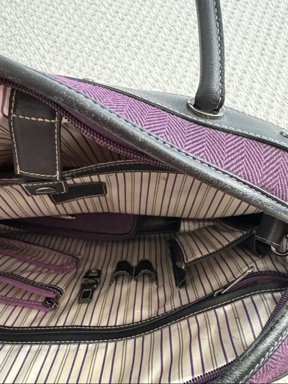 Samsonite Black Label Purple Men's Travel Briefcase with Black Leather Trim